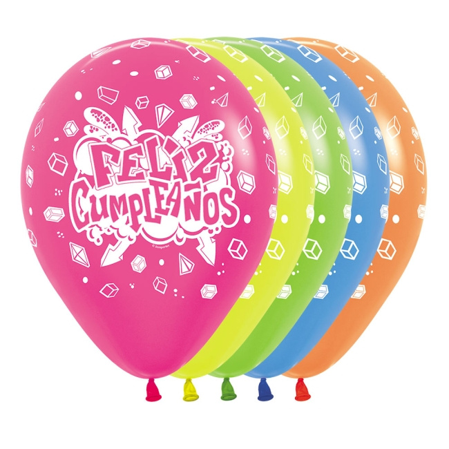 12 Globos Feliz Cumpleaños  R12-30 cms.