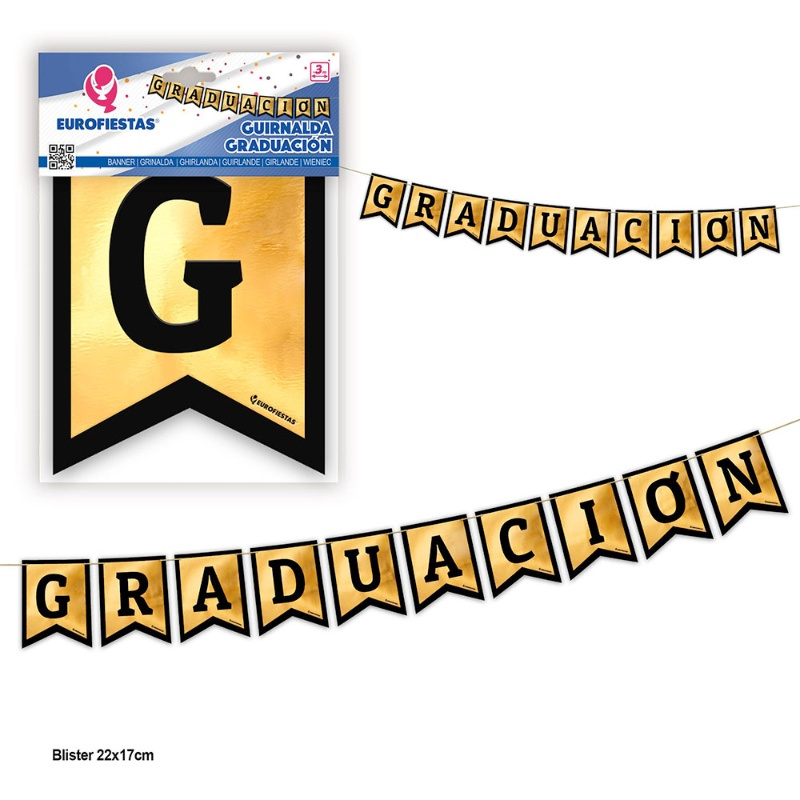 Guirnalda graduación letras oro quemado