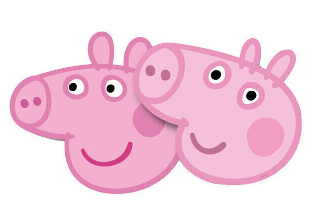 6 caretas Peppa Pig 20x28 cms.