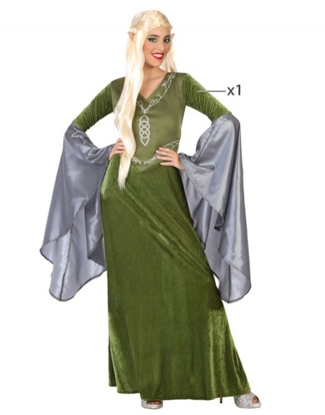 Disfraz Medieval/Duende verde para mujer