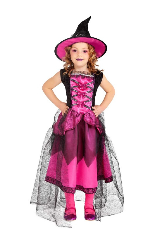 Disfraz Bruja Chic rosa infantil