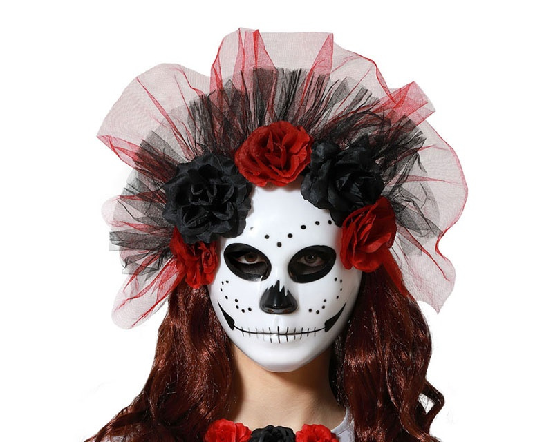 Máscara Catrina con flores Halloween