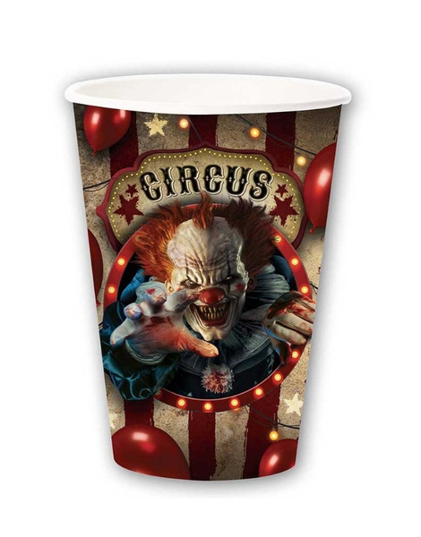 6 vasos payaso terrorífico 355ml. 11 cms