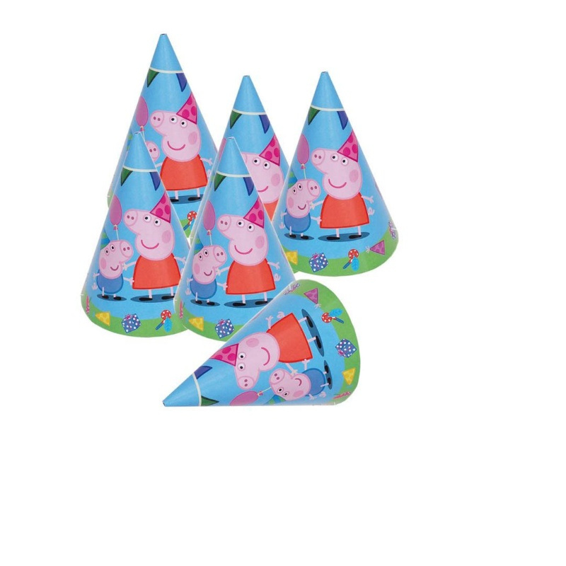 6 gorritos cono Peppa Pig 11x16 cms