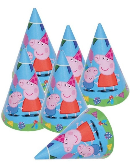 6 gorritos cono Peppa Pig 11x16 cms