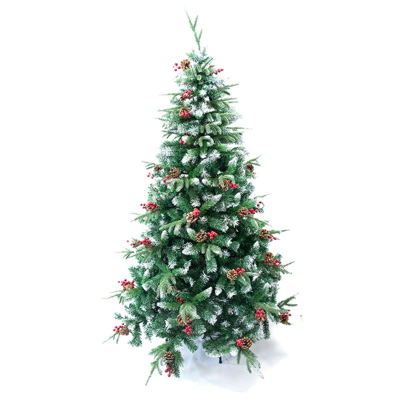 Arbol navidad natural c/nieve/bayas roja