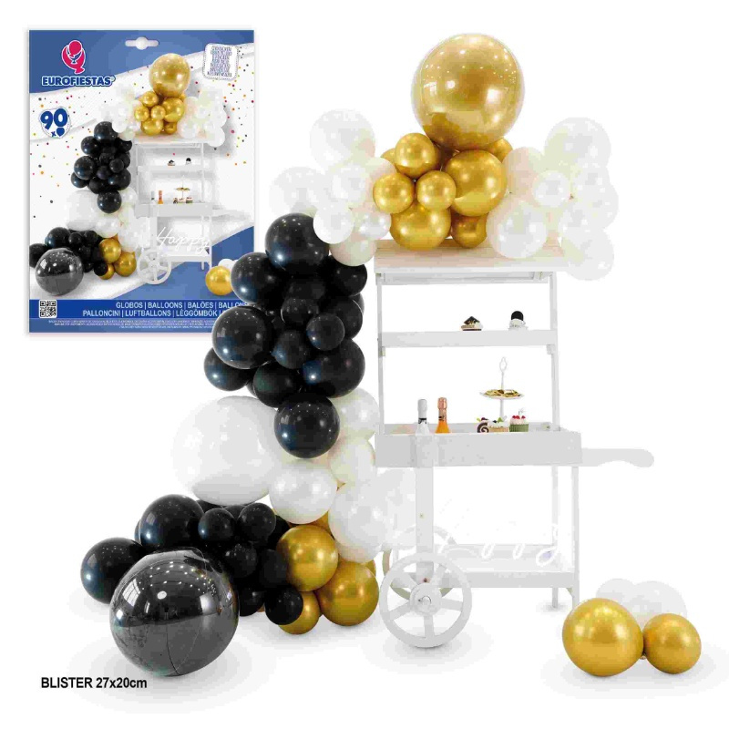 Set nube 90 globos OR/NE/BL