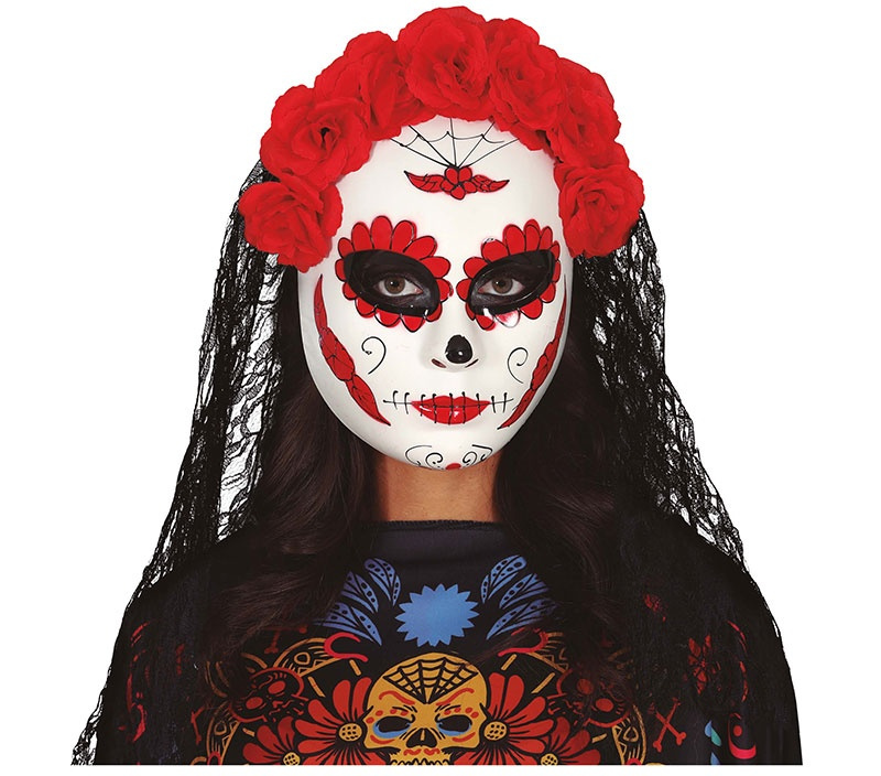 Máscara Catrina con Velo PVC