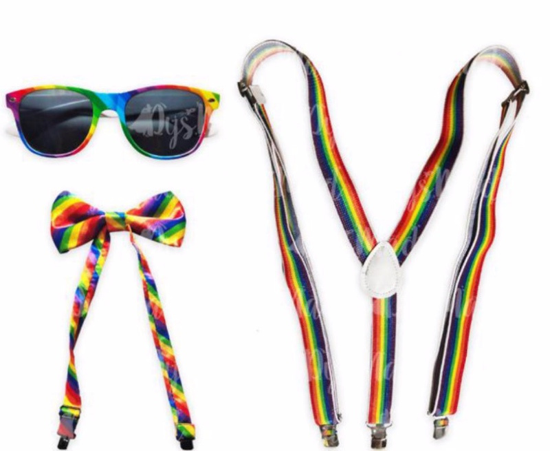 Set Rainbow tirantes+gafas+pajarita