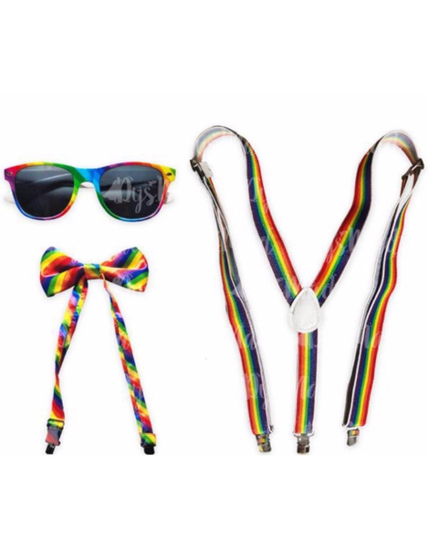 Set Rainbow tirantes+gafas+pajarita