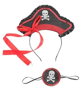 Set Pirata: diadema gorrito+ parche rojo