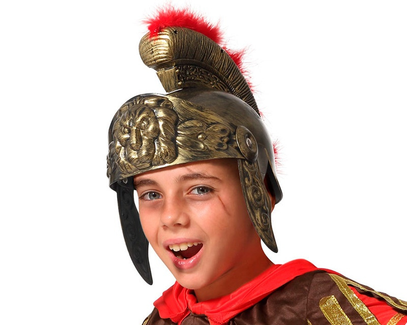 Casco romano infantil con plumas