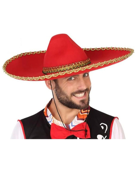 Sombrero fieltro mejicano rojo 58 cms.