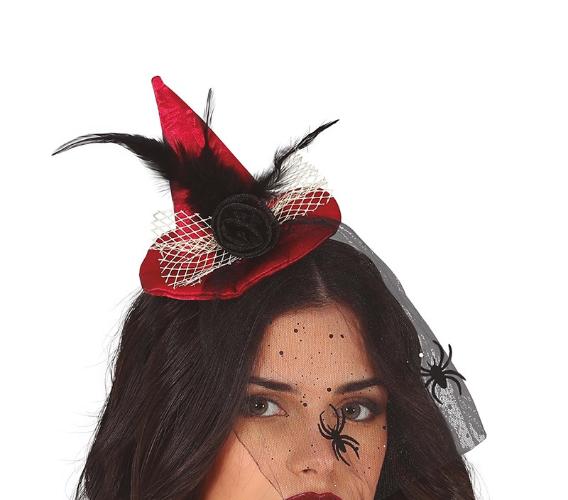 Diadema sombrero Bruja rojo