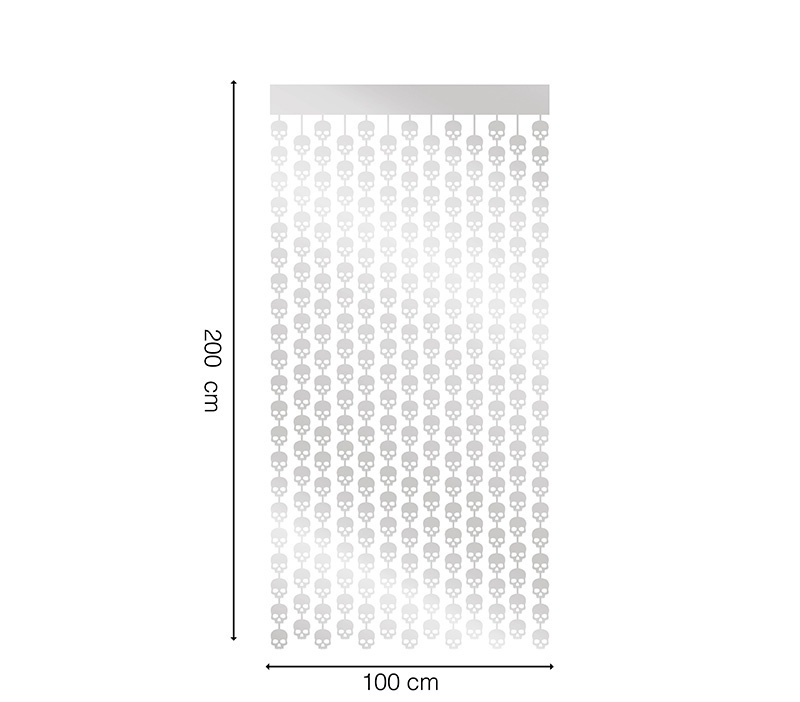 Cortina metalizada calaveras 100x200 cms