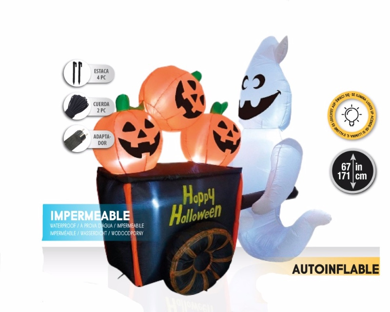 Fantasma c/calabaza hinchable con LED