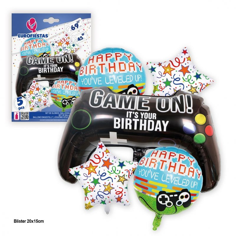 Set globos poliamida Game On Birthday