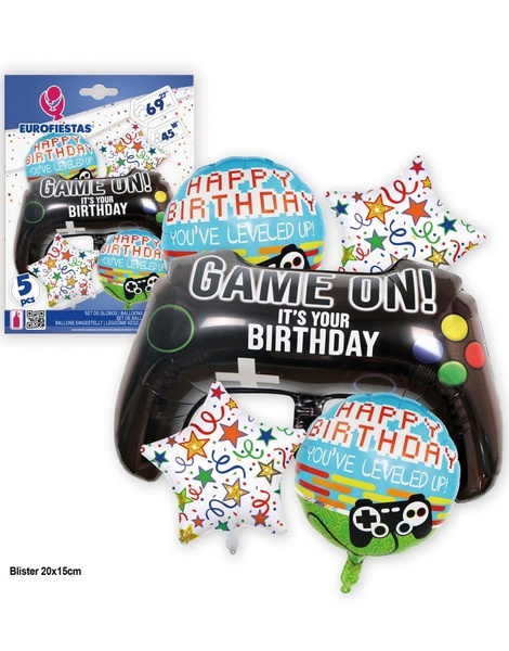 Set globos poliamida Game On Birthday