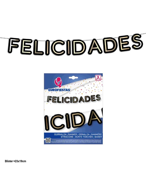 Guirnalda Felicidades letra negro/oro