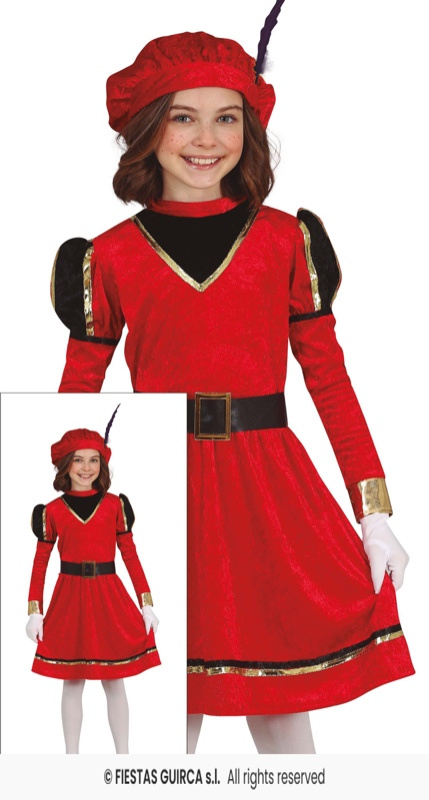 Disfraz Paje vestido rojo infantil