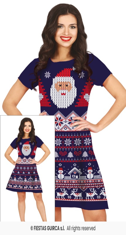 Disfraz vestido azul navidad mujer