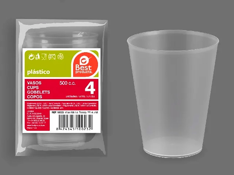 4 Vasos transparente reut. 500cc PP