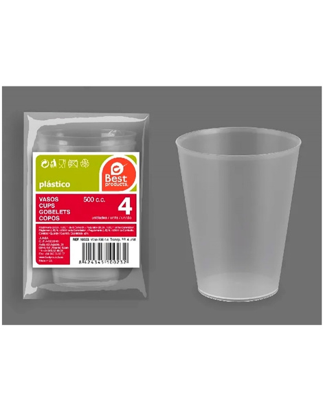 4 Vasos transparente reut. 500cc PP