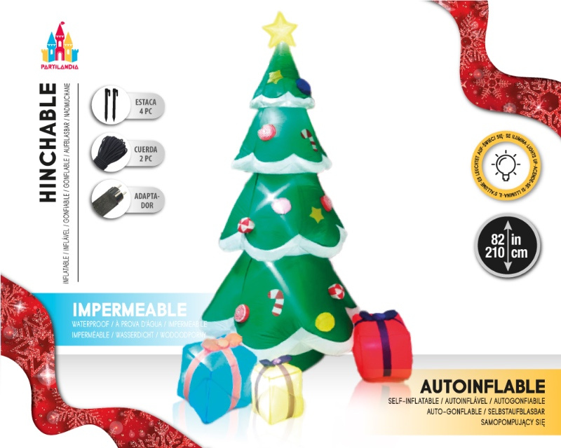 Arbol Navidad hinchable con LED 210 cms.