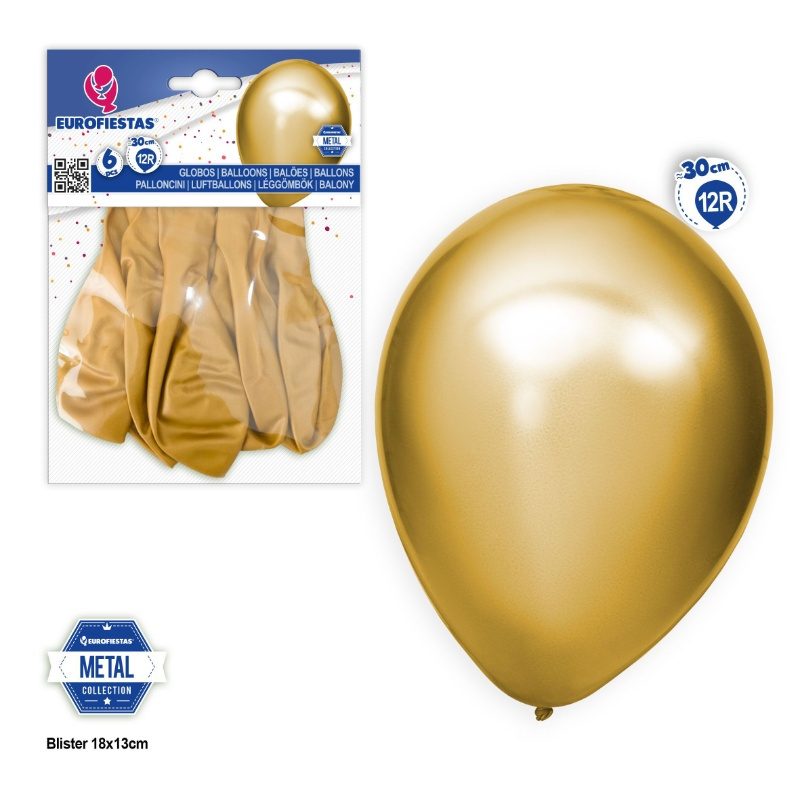 Pq. 6 globos R-12 metalizado