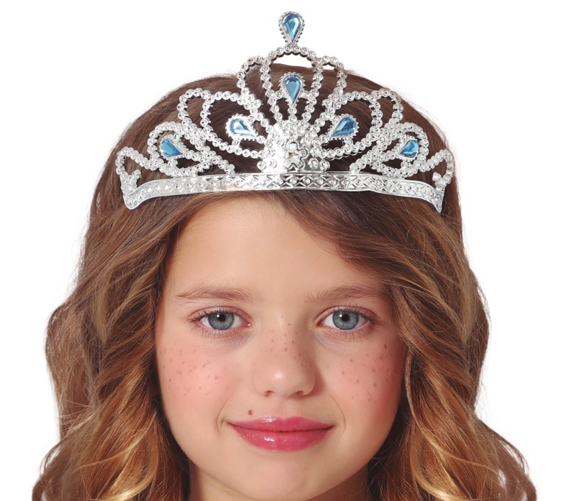 Diadema plata piedras azules infantil