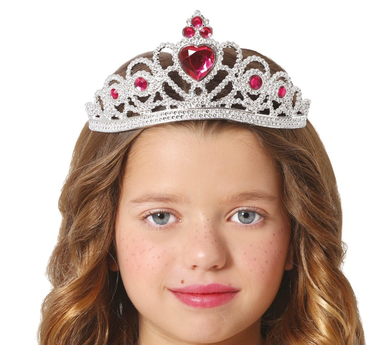 Diadema plata corazon rojo infantil