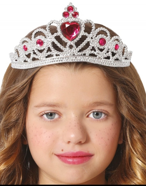 Diadema plata corazon rojo infantil