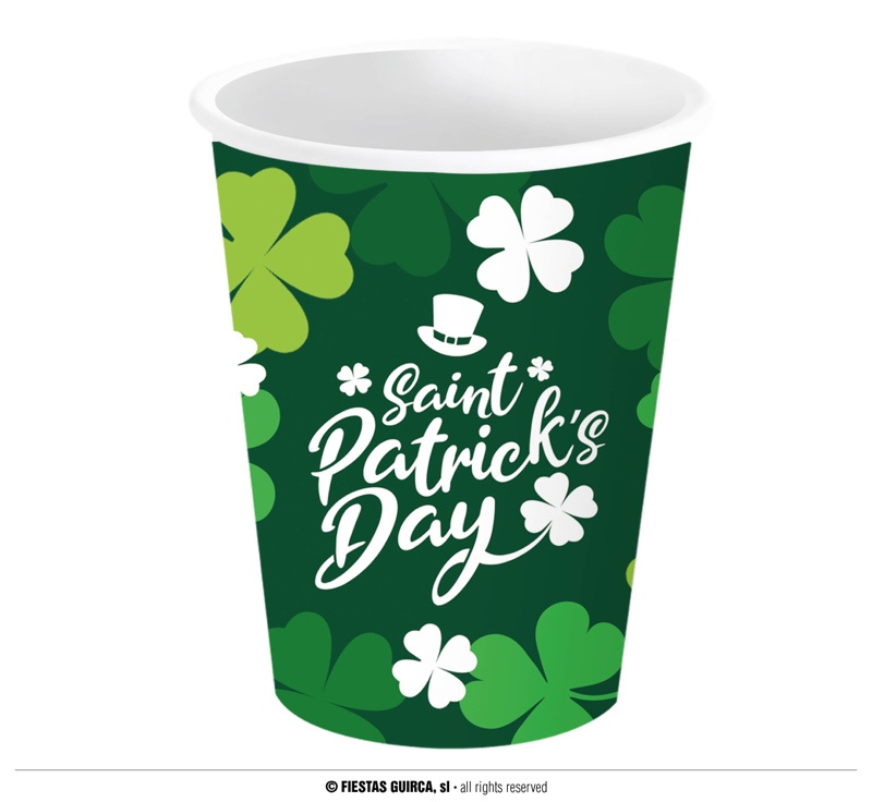 Vasos St. Patricks 6 und. 240ml, 9 cms