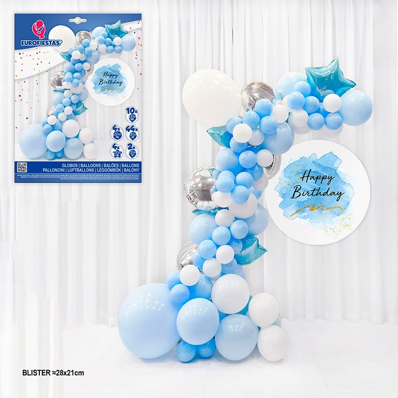 Set Organico Globo Plata y Azul