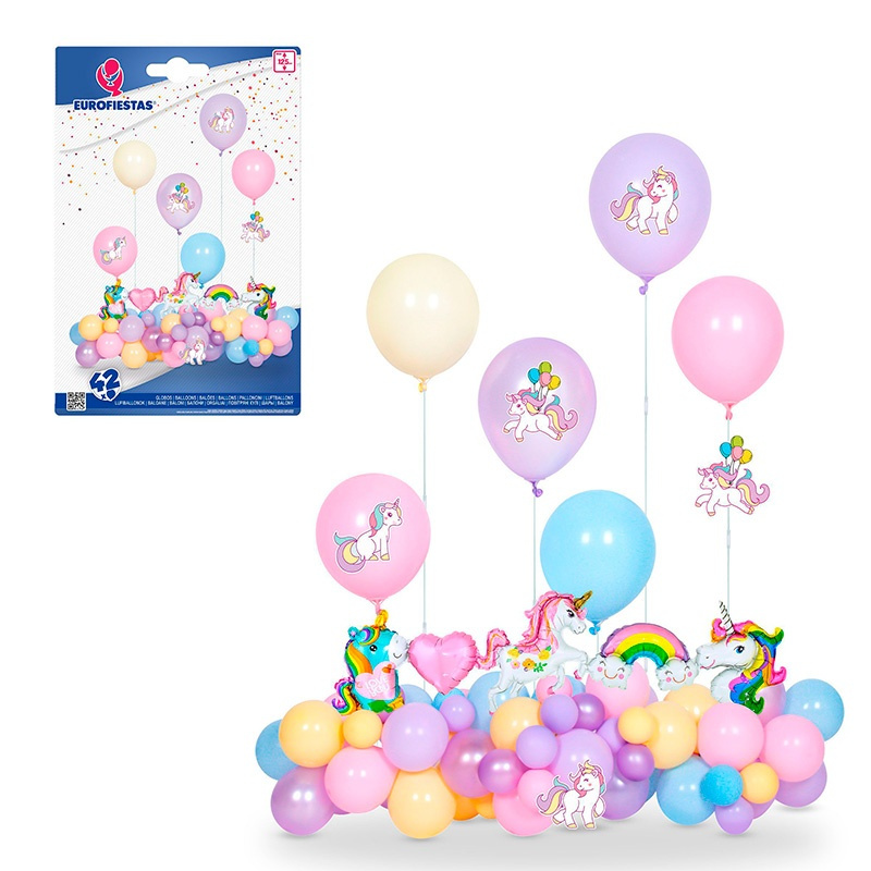 Set 42 Globos Unico 6 Soportes MAx 125cm