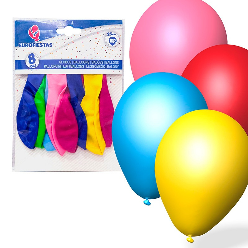 Globos R-10 Colores Surtidos 8 unid.