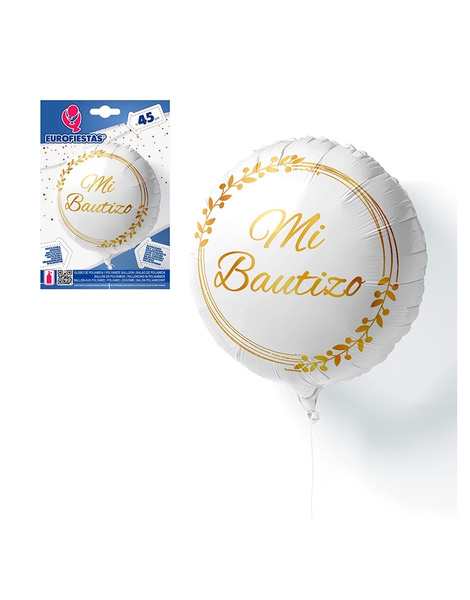 Goblos Foil Blanco Bautizo Oro Hoja 45cm