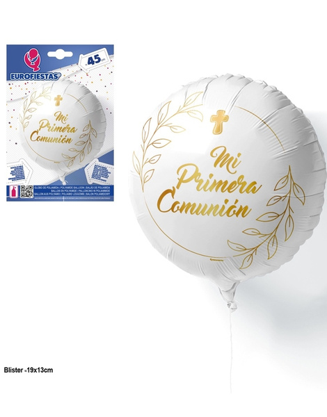 Globo foil Mi 1ª Comunión blanco/oro