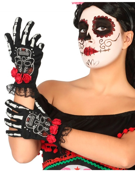 Guantes Halloween Muerte Mexicana