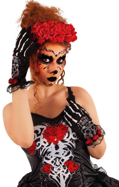 Guantes Halloween muerte mexicana