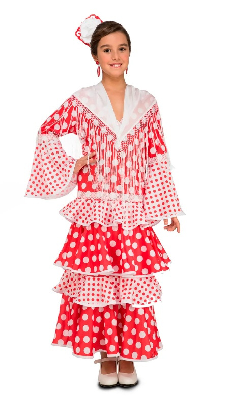 Disfraz Flamenca rojo lunares infantil