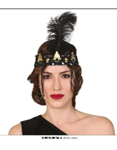 Diadema Charleston negra con plumas