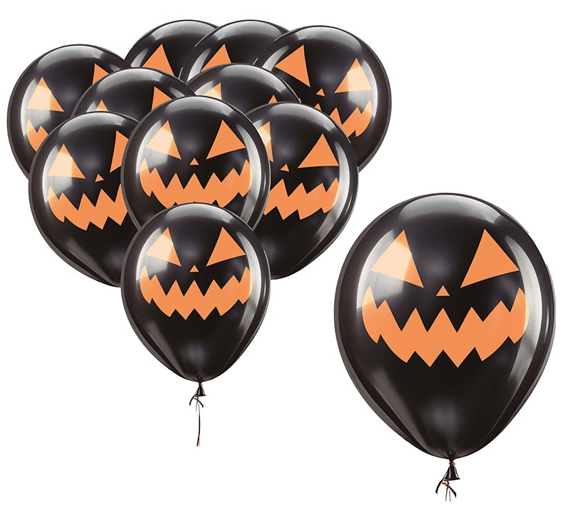 Bolsa 10 Globos Negros Calabaza 30Cms