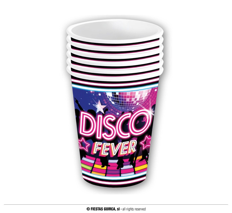 Bolsa 6 vasos Disco Fever 240 ml. 9 cms.