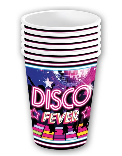 Bolsa 6 vasos Disco Fever 240 ml. 9 cms.