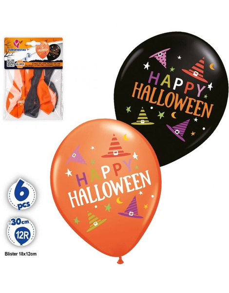 Set 6 Globos 12R Happy Halloween Gorros