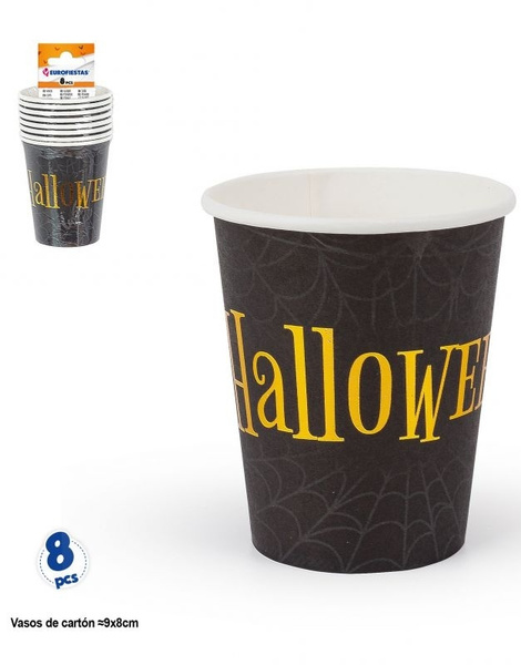 Vasos 8pcs Halloween Araña Negro