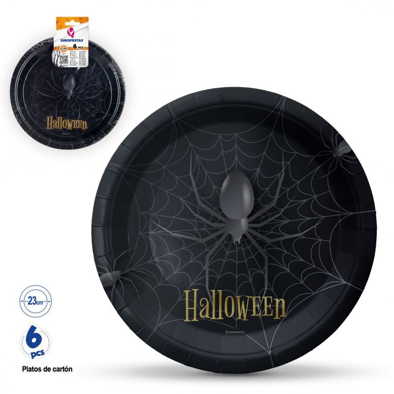 Plato 6pcs 23cms Halloween Araña