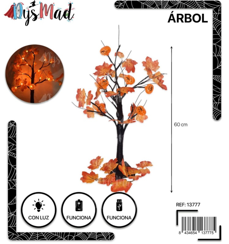 Arbol Halloween calabazas luces  60 cms.