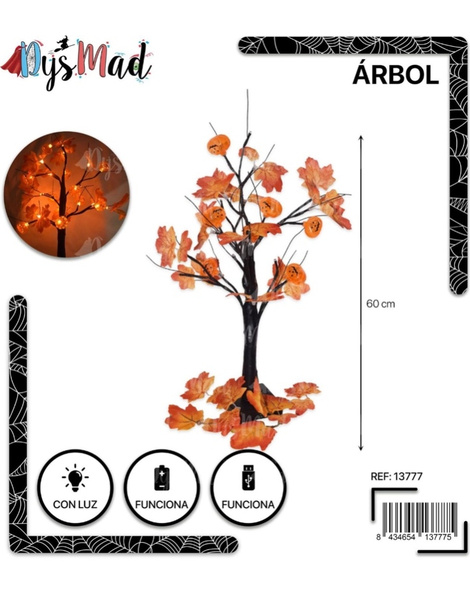 Arbol Halloween calabazas luces  60 cms.